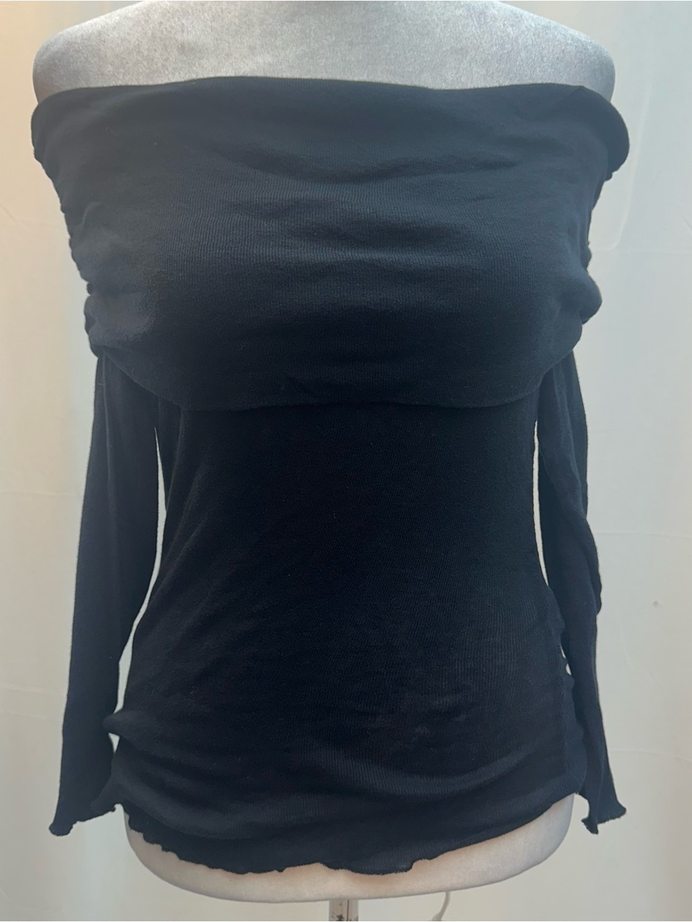 Zara Black Off-Shoulder Long Sleeve Top S